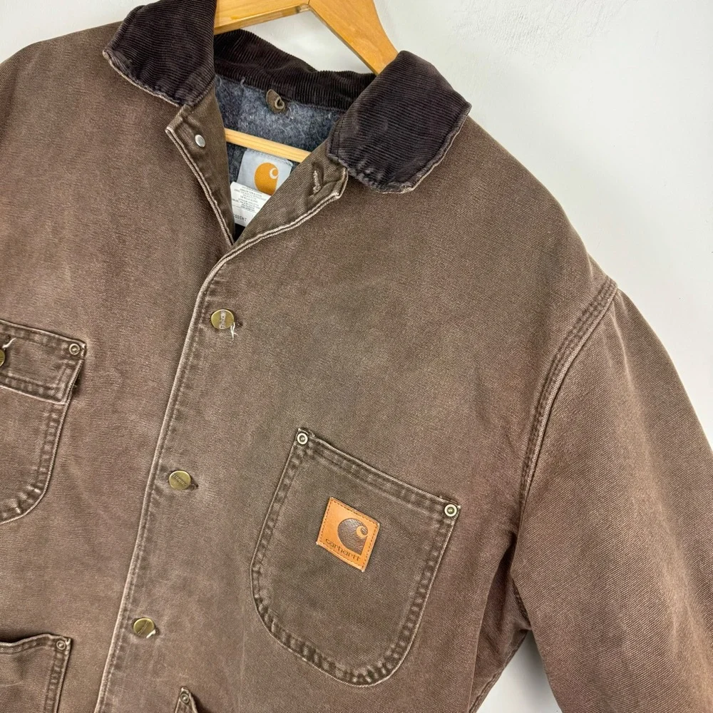 Vintage Carhartt Blanket Lined Chore Barn Jacket C02CHT Coat Brown Sz Large - Picture 6 of 16